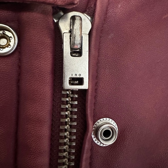 IRO Han Burgundy Red Lamb Soft Leather Biker Jacket Size 36 Gorgeous! - Picture 5 of 12